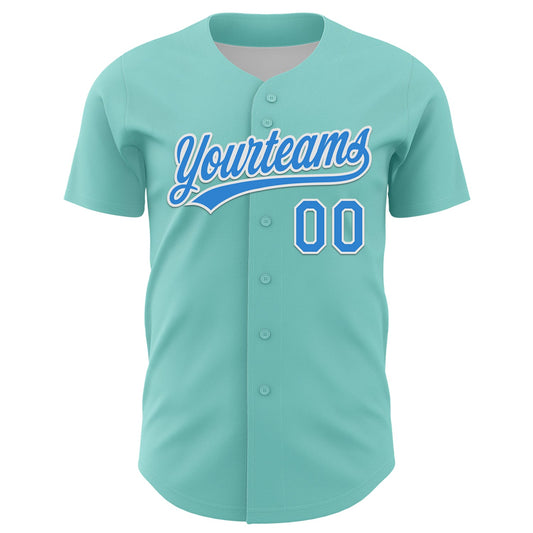 Custom Ice Blue Electric Blue-White 3D Funny Christmas Authentic Baseball Jersey - Sky-Custom