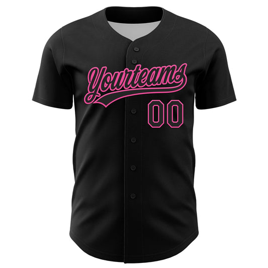 Custom Black Pink 3D Love Heart Valentine's Day Authentic Baseball Jersey - Sky-Custom