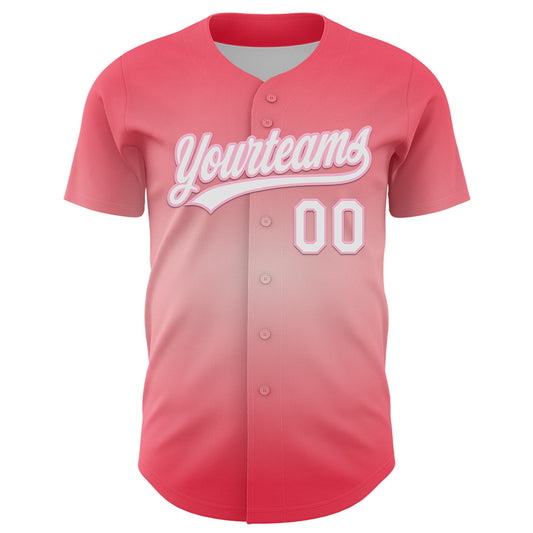 Custom Medium Pink White-Light Pink 3D Love Heart Valentine's Day Authentic Baseball Jersey - Sky-Custom