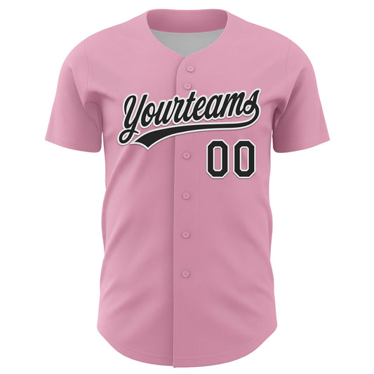 Custom Light Pink Black-White 3D Love Heart Valentine's Day Authentic Baseball Jersey - Sky-Custom