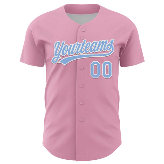 Custom Light Pink Light Blue-White 3D Love Heart Valentine's Day Authentic Baseball Jersey - Sky-Custom