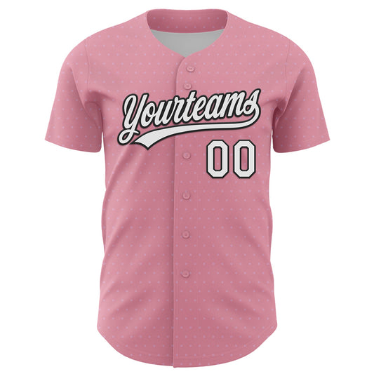 Custom Light Pink White-Black 3D Love Heart Valentine's Day Authentic Baseball Jersey - Sky-Custom