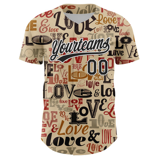 Custom City Cream Black-White 3D Love Valentine's Day Authentic Baseball Jersey - Sky-Custom