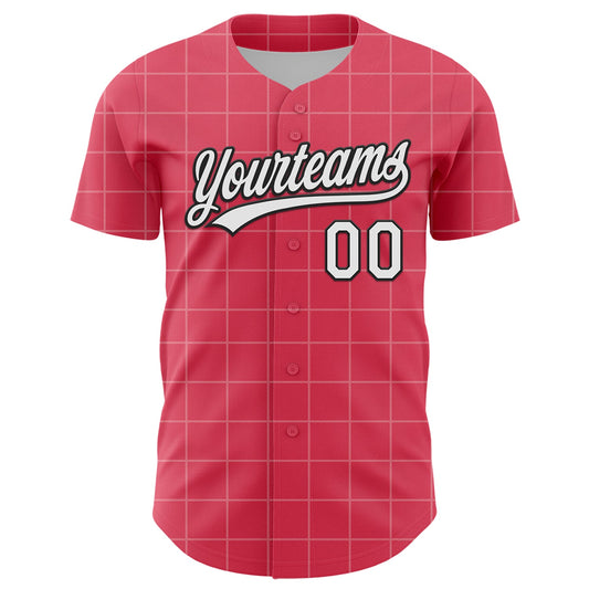 Custom Neon Pink White-Black 3D Love Heart Valentine's Day Authentic Baseball Jersey - Sky-Custom