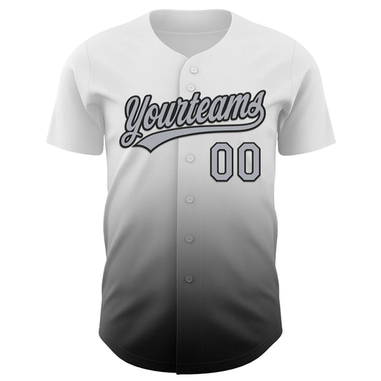 Custom White Gray-Black 3D Brain Cancer Ribbon Authentic Baseball Jersey - Sky-Custom
