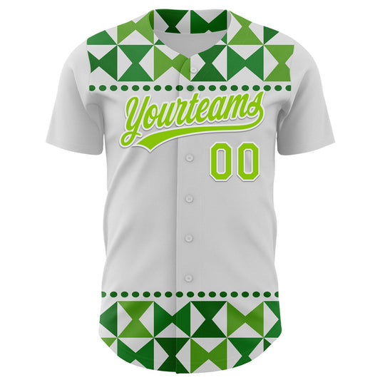 Custom White Neon Green 3D Gallbladder And Bile Duct Cancer Ribbon Authentic Baseball Jersey - Sky-Custom