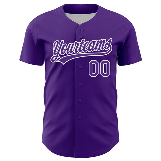 Custom Purple White 3D Gastric Cancer Ribbon Authentic Baseball Jersey - Sky-Custom