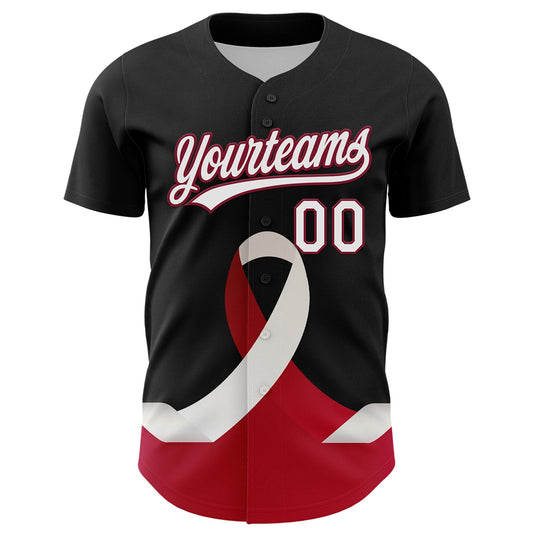 Custom Black White-Crimson 3D Head And Neck Cancer Ribbon Authentic Baseball Jersey - Sky-Custom