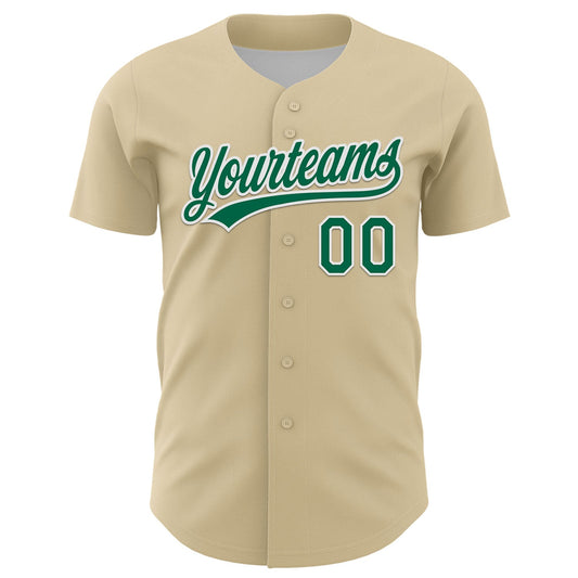 Custom Cream Kelly Green-White 3D Liver Cancer Ribbon Authentic Baseball Jersey - Sky-Custom
