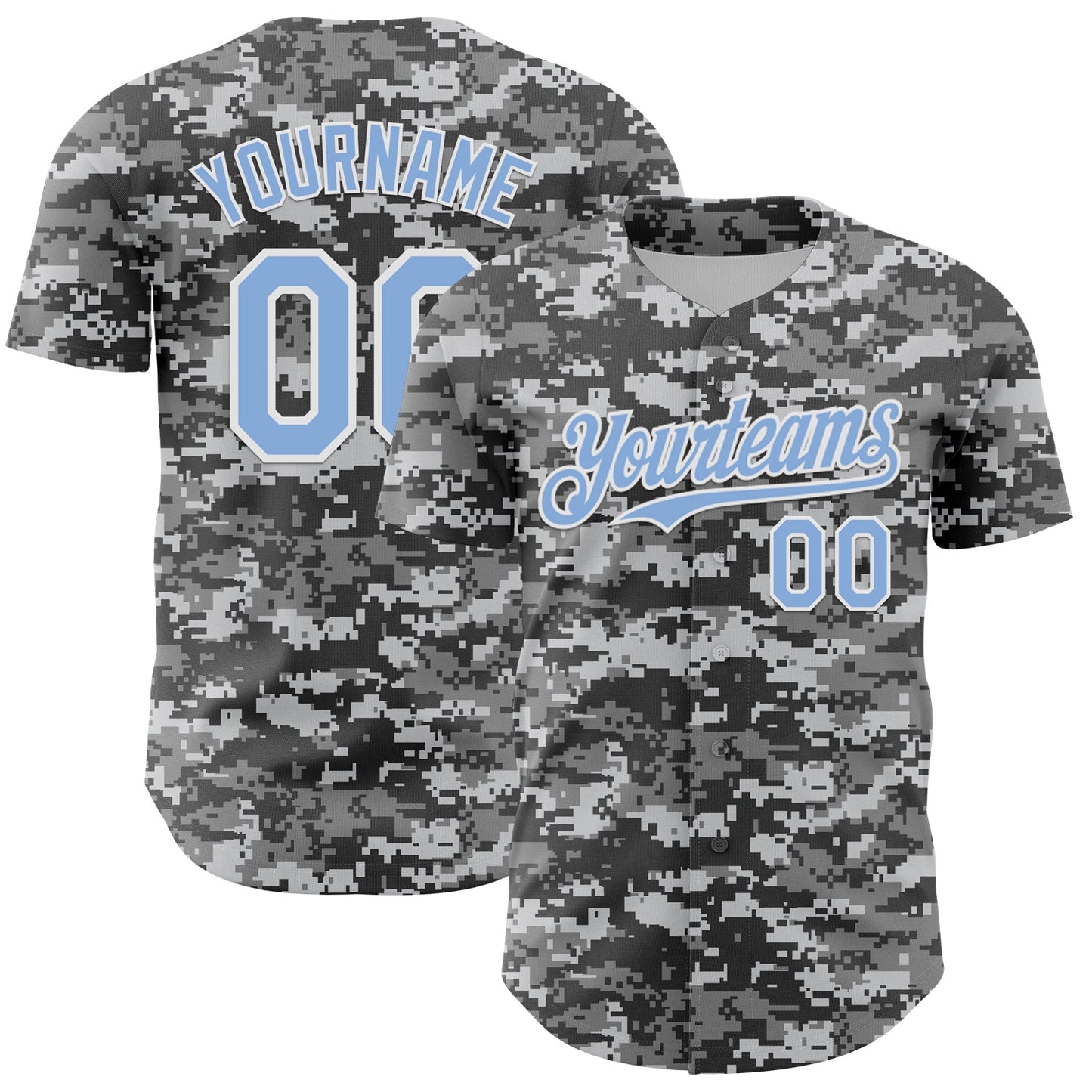 Custom Camo Light Blue-White 3D Authentic Salute To Service Baseball Jersey - Sky-Custom