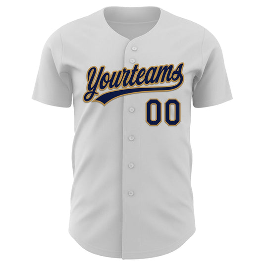 Custom White Navy-Old Gold 3D Pattern Design Evil Eyes Authentic Baseball Jersey - Sky-Custom