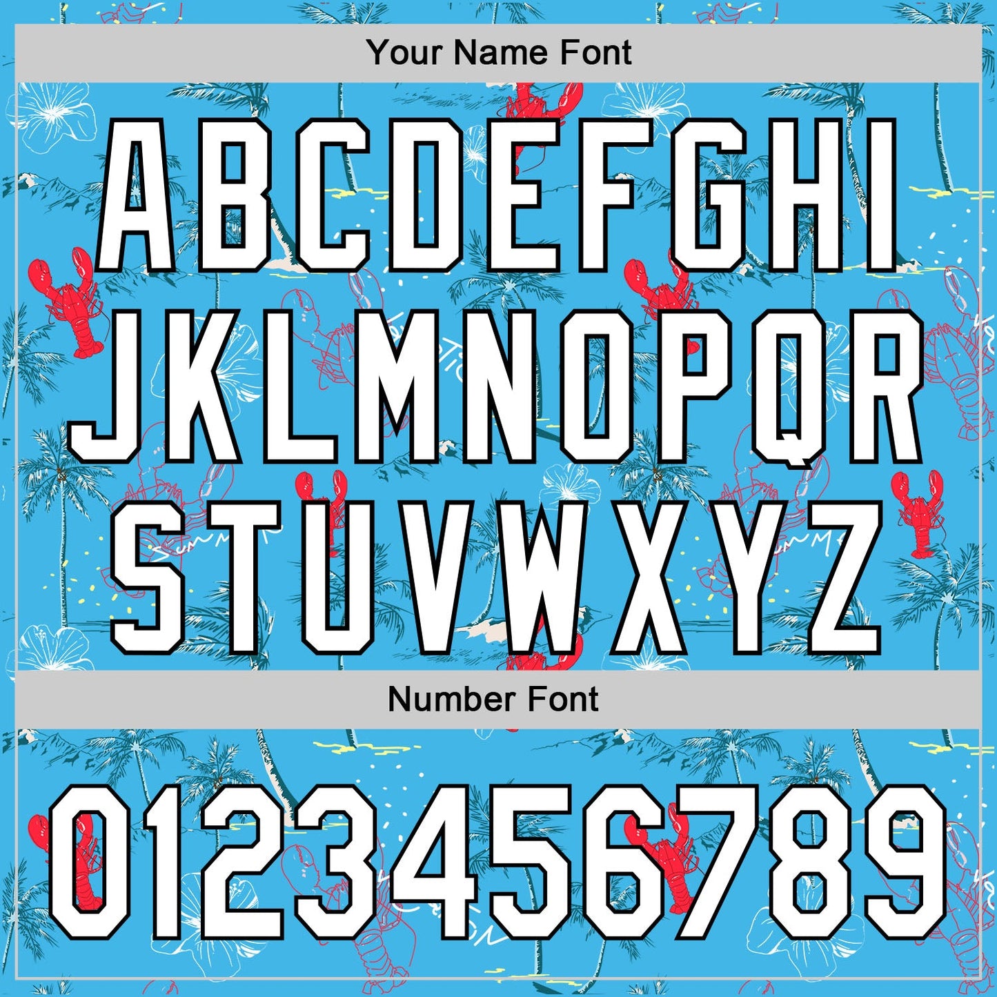 Custom Sky Blue White-Black 3D Tropical Beach Hawaii Palm Tree And Lobster Authentic Baseball Jersey - Sky-Custom