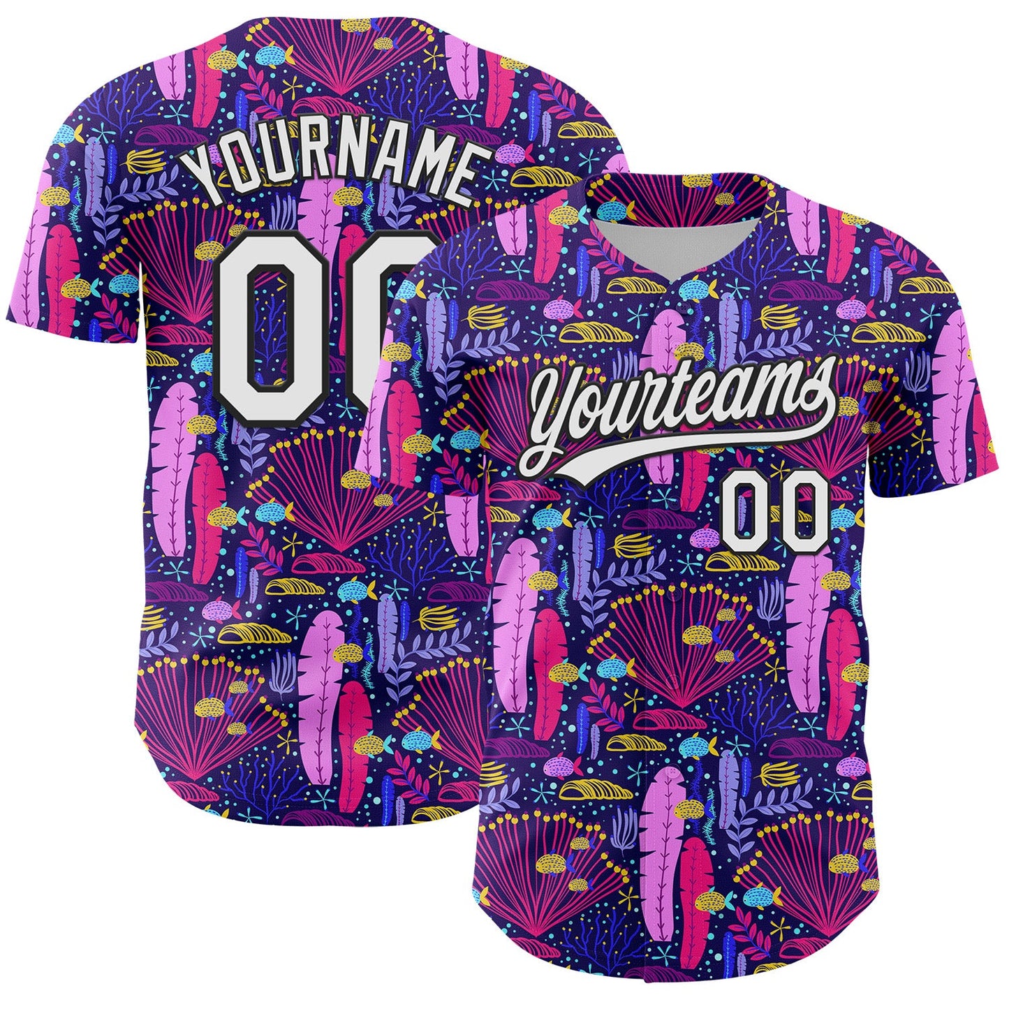 Custom Purple White-Black 3D Tropical Hawaii Plant Authentic Baseball Jersey - Sky-Custom