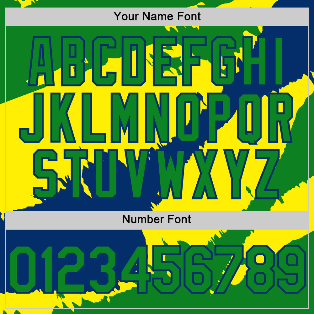 Custom Grass Green US Navy Blue-Light Yellow 3D Brazil Brazilian Flag Authentic Baseball Jersey - Sky-Custom