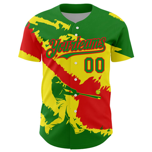 Custom Grass Green Fire Red-Light Yellow 3D Bolivia Bolivian Flag Authentic Baseball Jersey - Sky-Custom