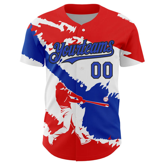 Custom Fire Red Thunder Blue-Black 3D Paraguay Paraguayan Flag Authentic Baseball Jersey - Sky-Custom