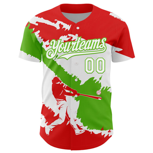 Custom Fire Red White-Aurora Green 3D Peru Peruvian Flag Authentic Baseball Jersey - Sky-Custom