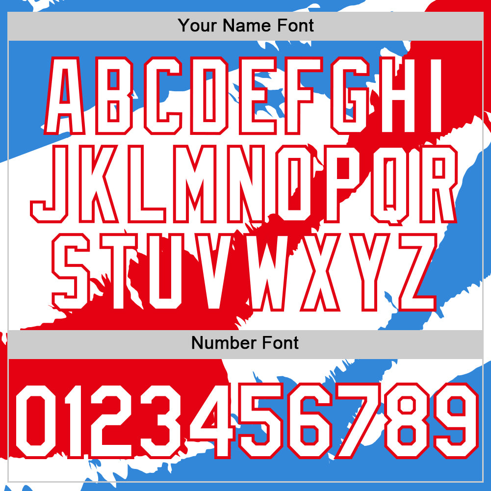 Custom Electric Blue White-Fire Red 3D Puerto Rico Puerto Rican Flag Authentic Baseball Jersey - Sky-Custom