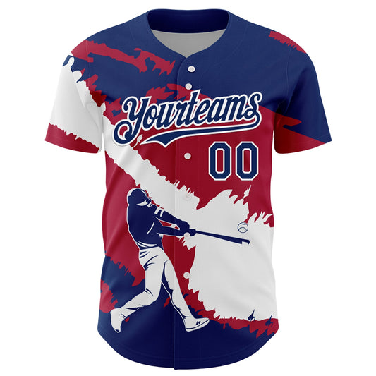 Custom US Navy Blue Cardinal-White 3D USA Flag Authentic Baseball Jersey - Sky-Custom