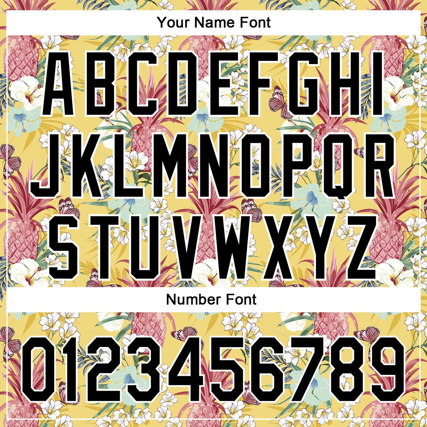 Custom Yellow Black-White 3D Hawaii Tropical Leaves Flower Pineapple Authentic Baseball Jersey - Sky-Custom