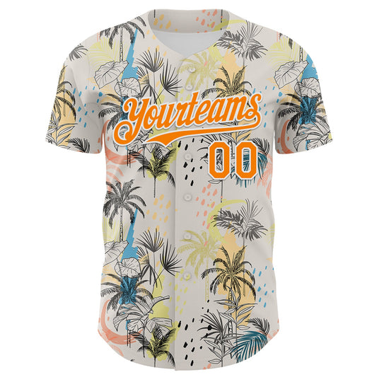 Custom Cream Bay Orange-White 3D Hawaii Tropical Palm Tree Authentic Baseball Jersey - Sky-Custom