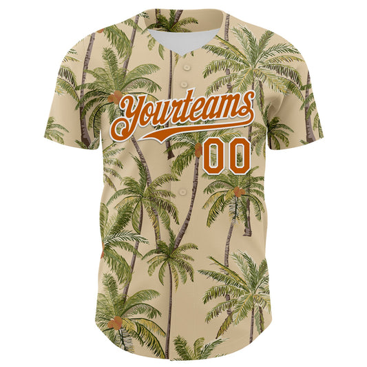 Custom City Cream Texas Orange-White 3D Hawaii Tropical Coconut Tree Authentic Baseball Jersey - Sky-Custom