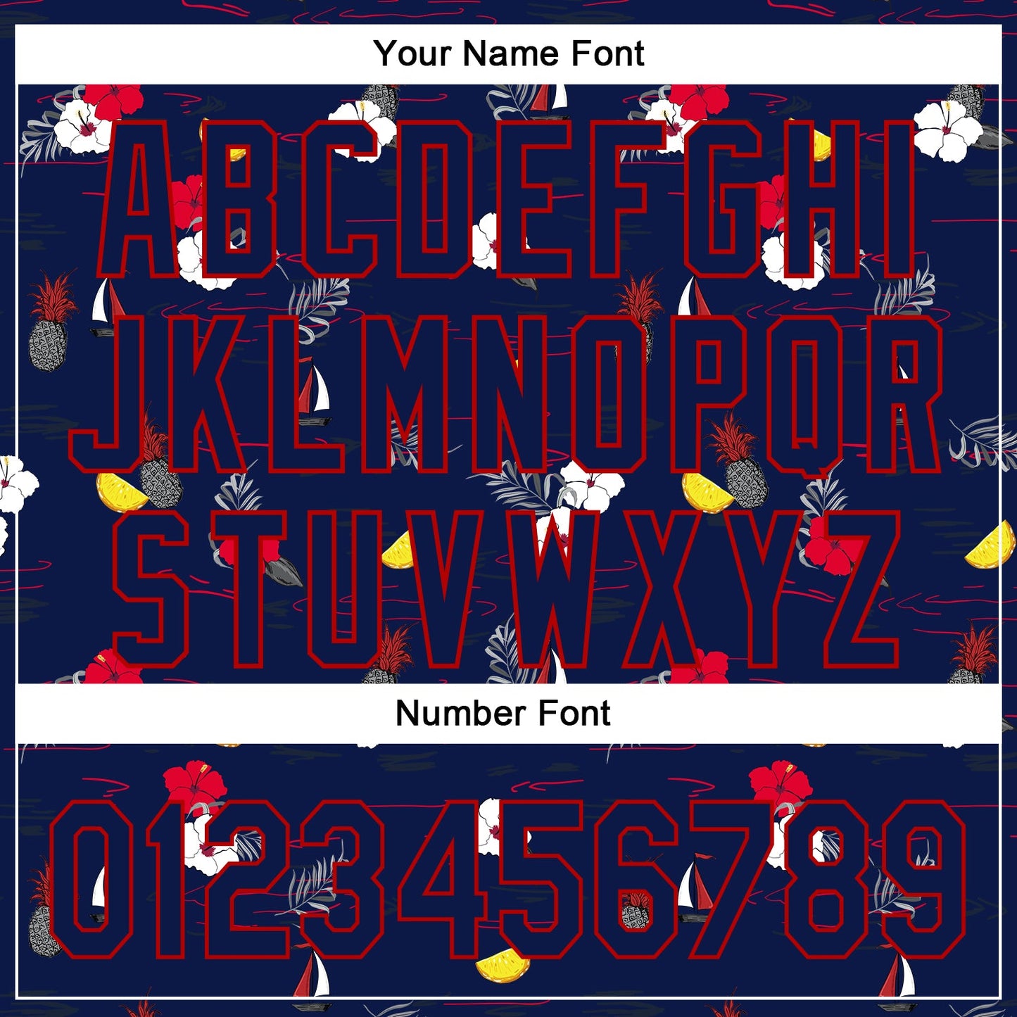 Custom Navy Red 3D Hawaii Tropical Leaves And Flowers Authentic Baseball Jersey - Sky-Custom