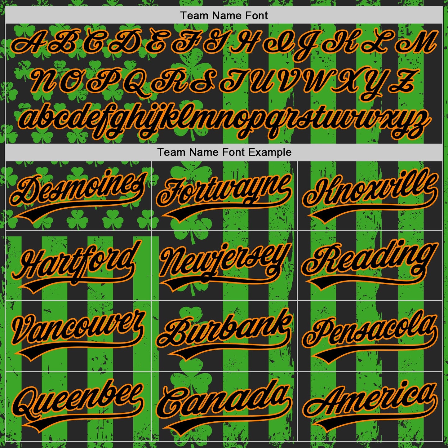 Custom Green Black-Bay Orange 3D St. Patrick's Day Shamrock Authentic Baseball Jersey - Sky-Custom