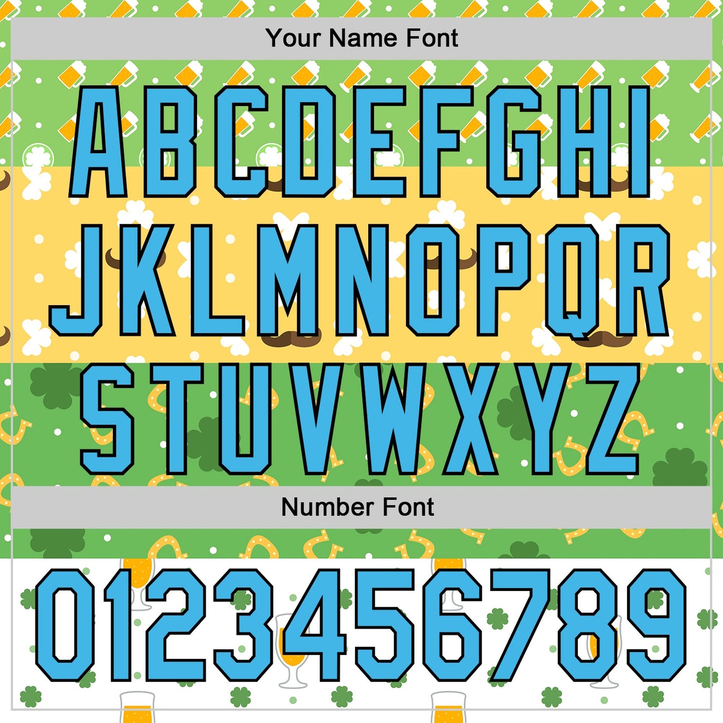 Custom Green Sky Blue Light Yellow-Black 3D St. Patrick's Day Shamrock Beer Authentic Baseball Jersey - Sky-Custom