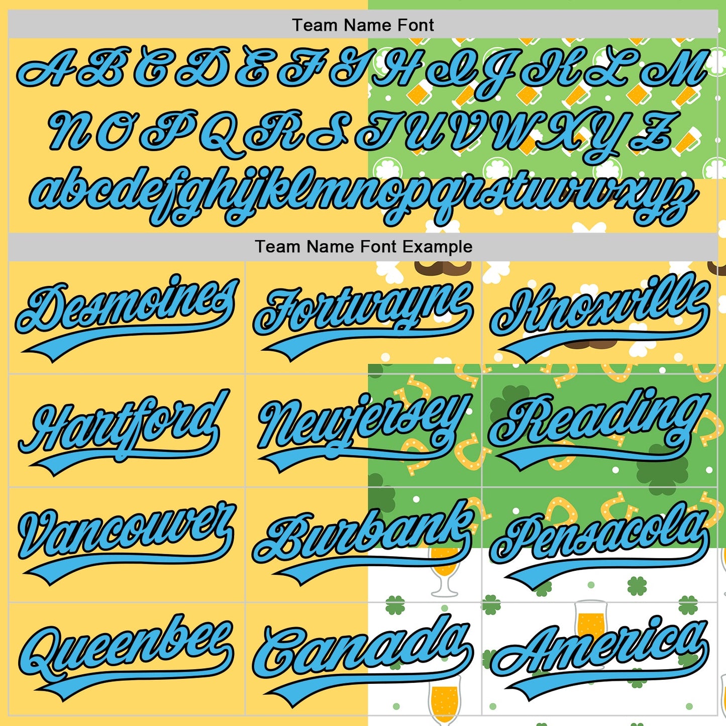Custom Green Sky Blue Light Yellow-Black 3D St. Patrick's Day Shamrock Beer Authentic Baseball Jersey - Sky-Custom