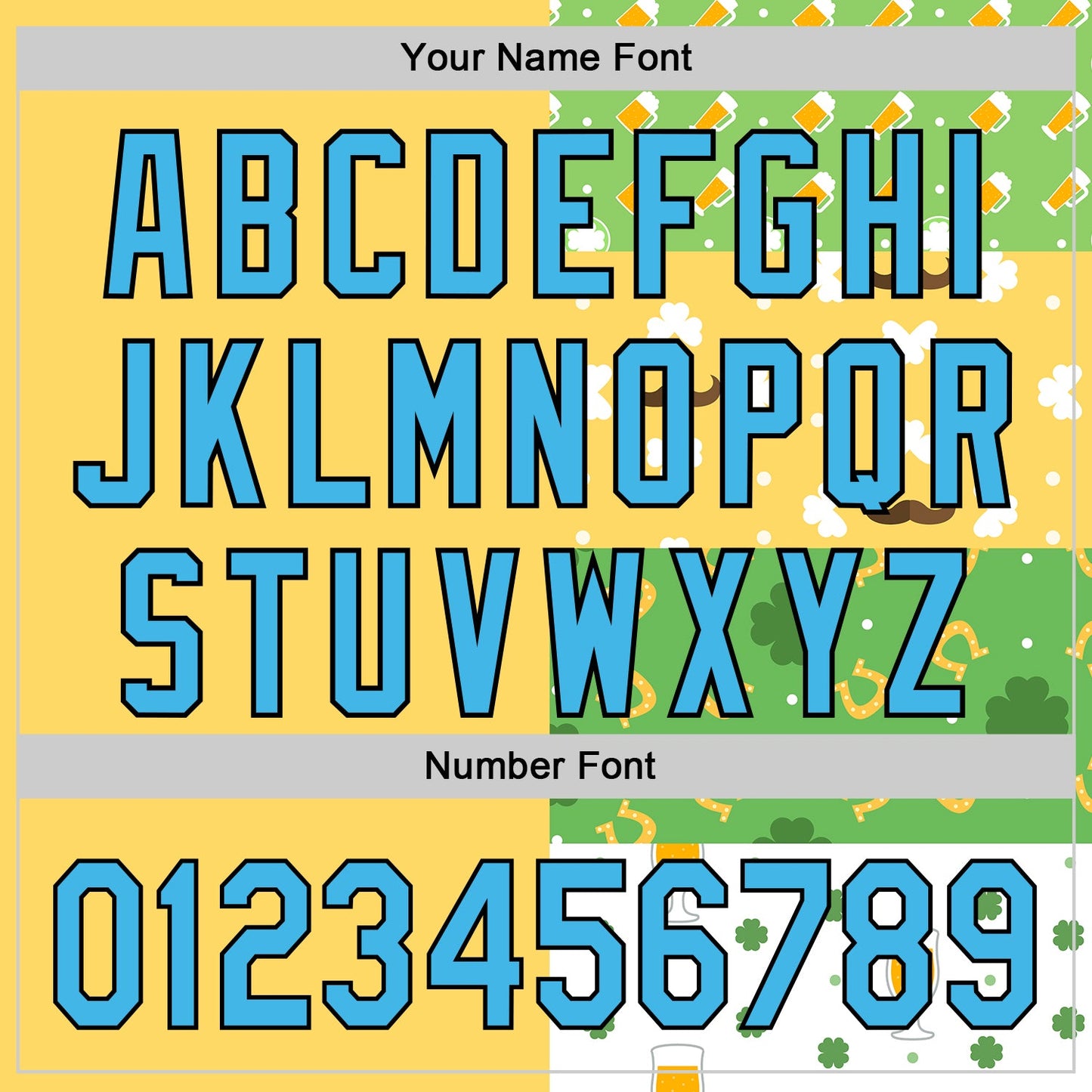 Custom Green Sky Blue Light Yellow-Black 3D St. Patrick's Day Shamrock Beer Authentic Baseball Jersey - Sky-Custom