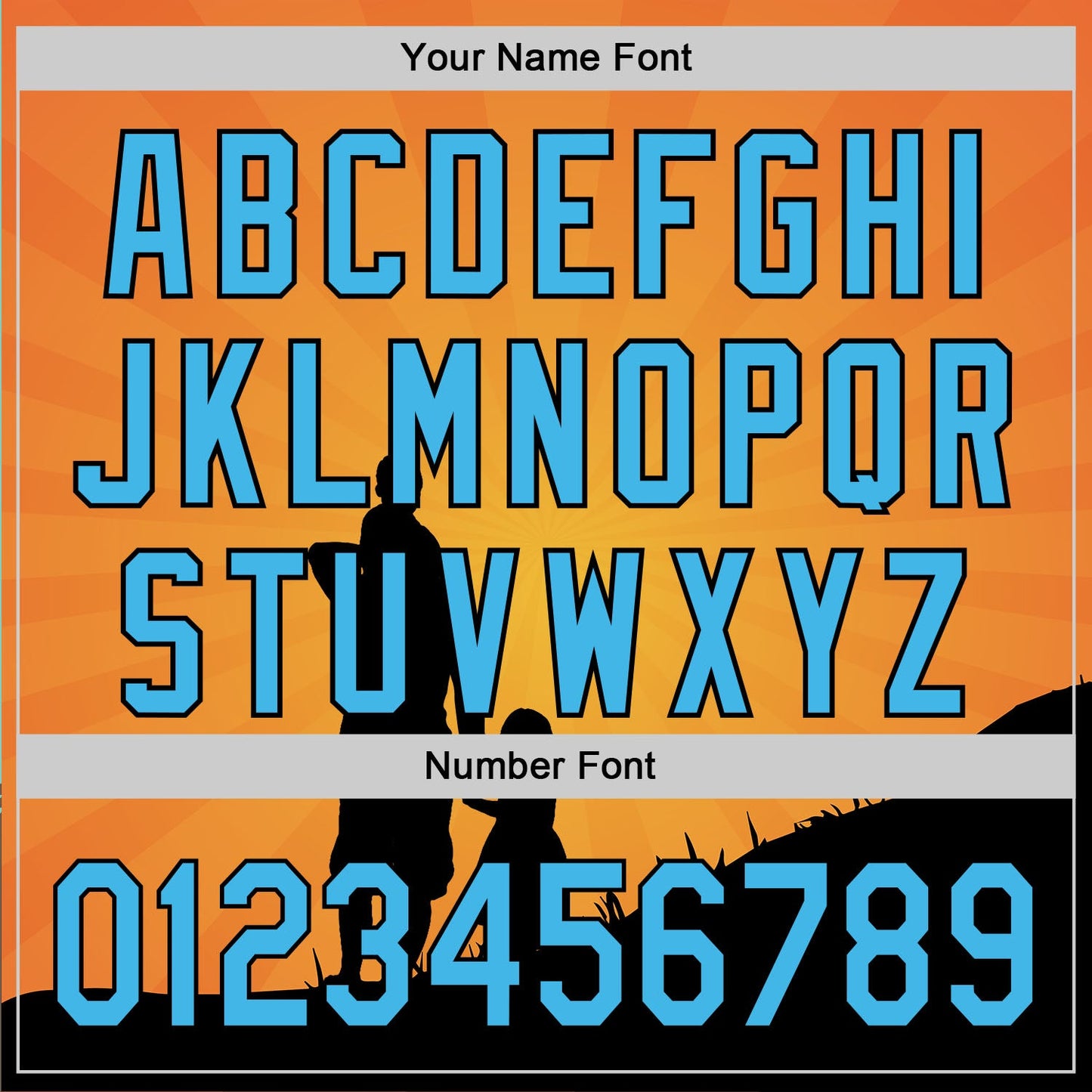 Custom Bay Orange Sky Blue-Black 3D Pattern Design Father's Day Family Love Authentic Baseball Jersey - Sky-Custom