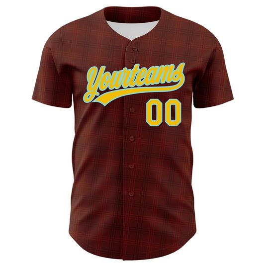 Custom Brown Yellow-Lakes Blue 3D Pattern Design Father's Day King Crown Authentic Baseball Jersey - Sky-Custom
