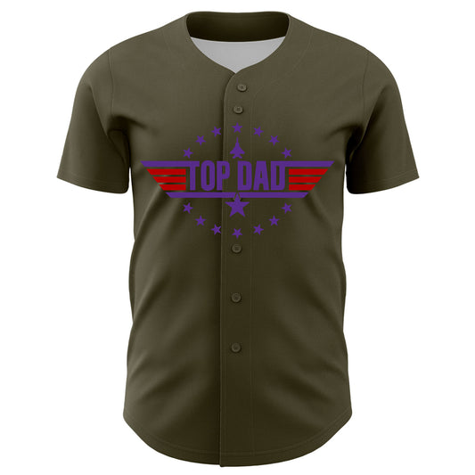 Custom Olive Purple-Red 3D Pattern Design Father's Day Top Dad Authentic Salute To Service Baseball Jersey - Sky-Custom