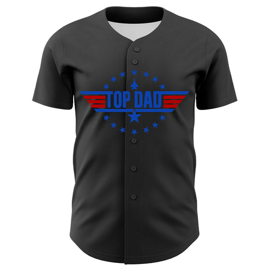 Custom Olive Thunder Blue-Red 3D Pattern Design Father's Day Top Dad Authentic Baseball Jersey - Sky-Custom