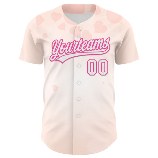 Custom Cream White-Pink 3D Pattern Design Mother's Day Family Love Authentic Baseball Jersey - Sky-Custom