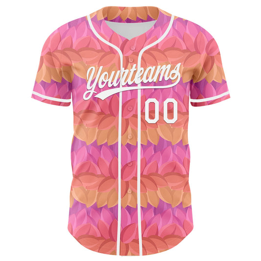Custom Pink White-Purple 3D Pattern Design Mother's Day Flower Authentic Baseball Jersey - Sky-Custom