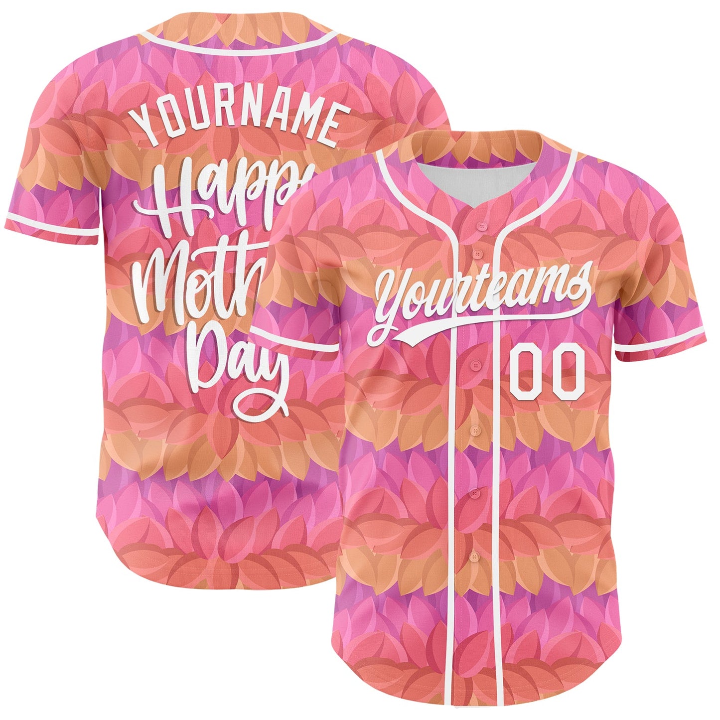 Custom Pink White-Purple 3D Pattern Design Mother's Day Flower Authentic Baseball Jersey - Sky-Custom