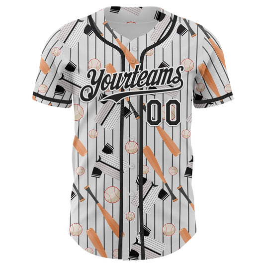 Custom White Black Comic Doodle Ballgame 3D Pattern Design Authentic Baseball Jersey - Sky-Custom