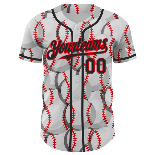 Custom White Black-Fire Red Comic Doodle Ballgame 3D Pattern Design Authentic Baseball Jersey - Sky-Custom