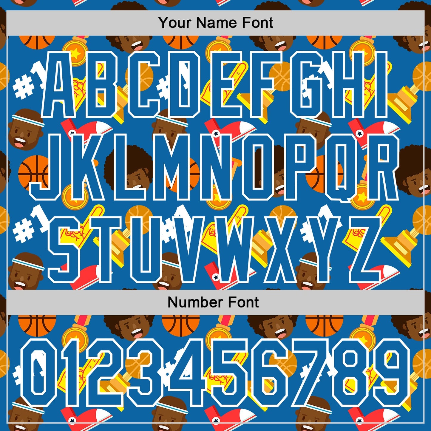 Custom Blue White Comic Doodle Ballgame 3D Pattern Design Authentic Baseball Jersey - Sky-Custom