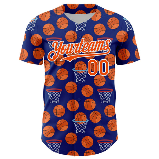 Custom Royal Orange-White Comic Doodle Ballgame 3D Pattern Design Authentic Baseball Jersey - Sky-Custom