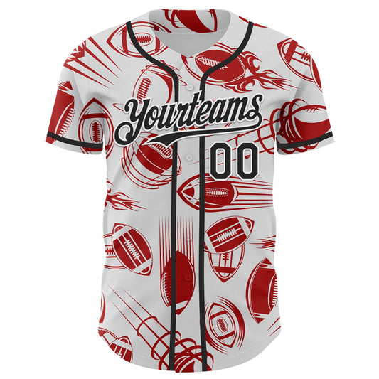 Custom White Black Comic Doodle Ballgame 3D Pattern Design Authentic Baseball Jersey - Sky-Custom