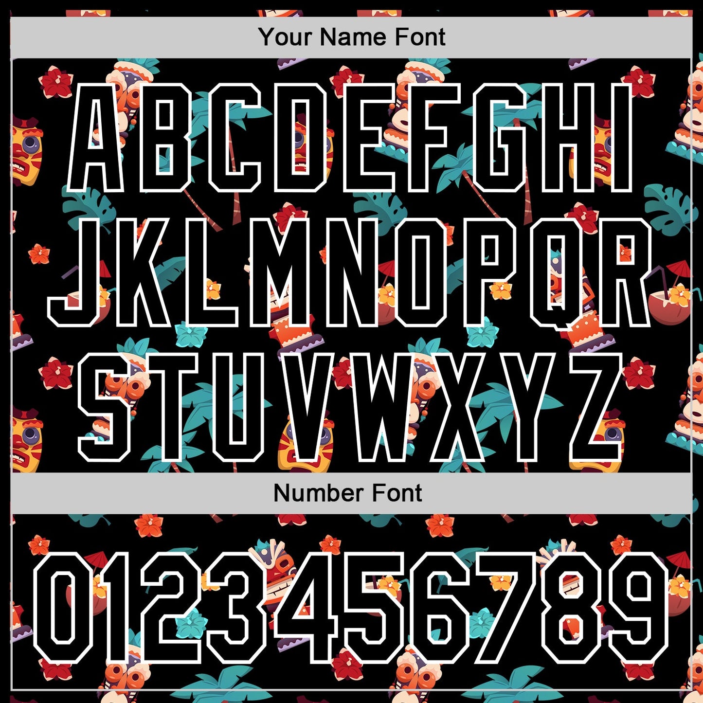 Custom Black White 3D Hawai Tropical Palm Tree Flower And Tiki Mask Authentic Baseball Jersey - Sky-Custom