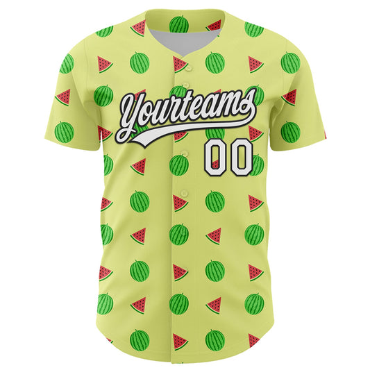 Custom Yellow White-Black 3D Hawaii Fruit Watermelon Authentic Baseball Jersey - Sky-Custom