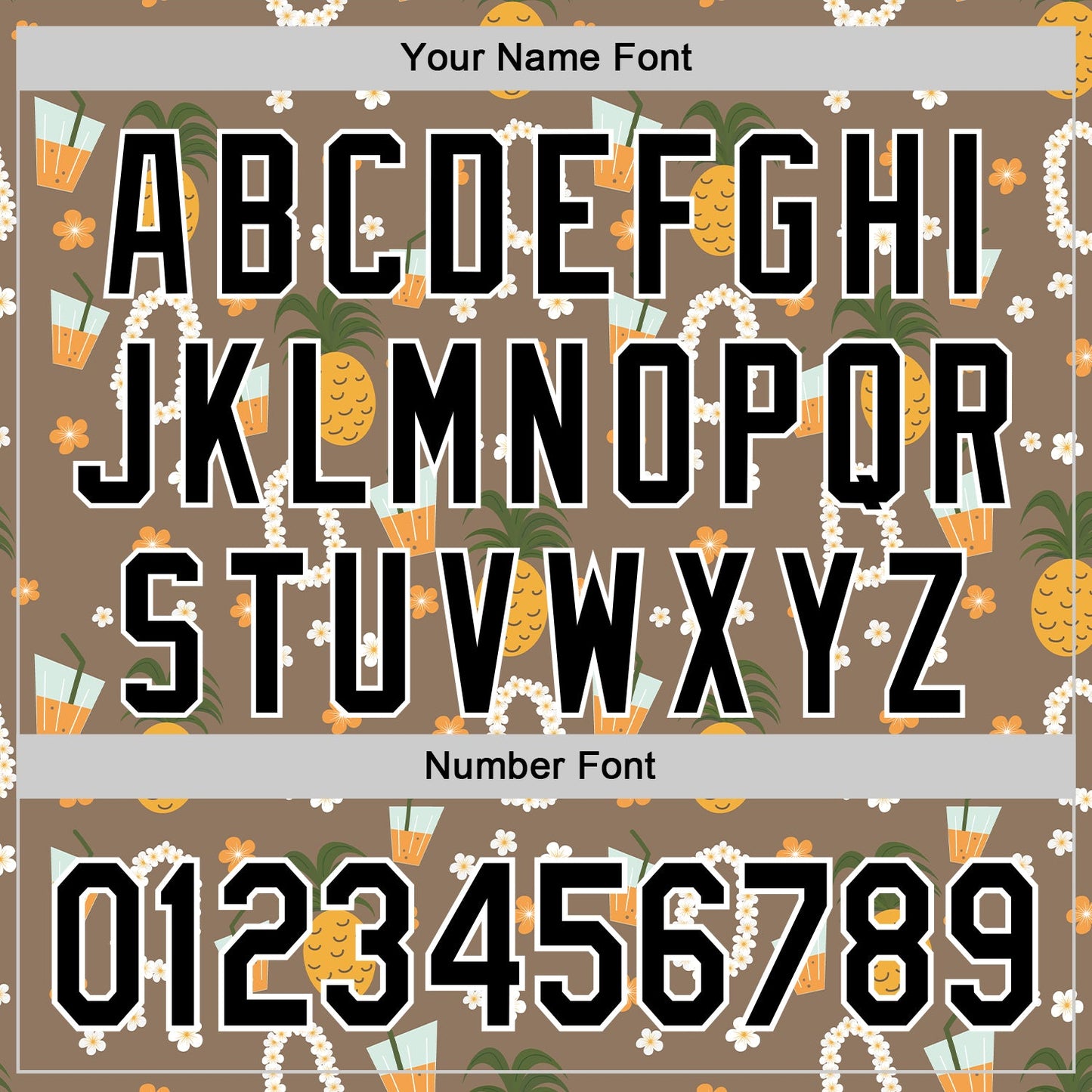 Custom Brown Black-White 3D Hawaii Flower And Fruit Pineapple Authentic Baseball Jersey - Sky-Custom