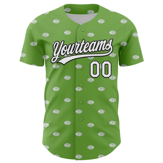Custom Green White-Black 3D Hawaii Fruit Lemon Authentic Baseball Jersey - Sky-Custom