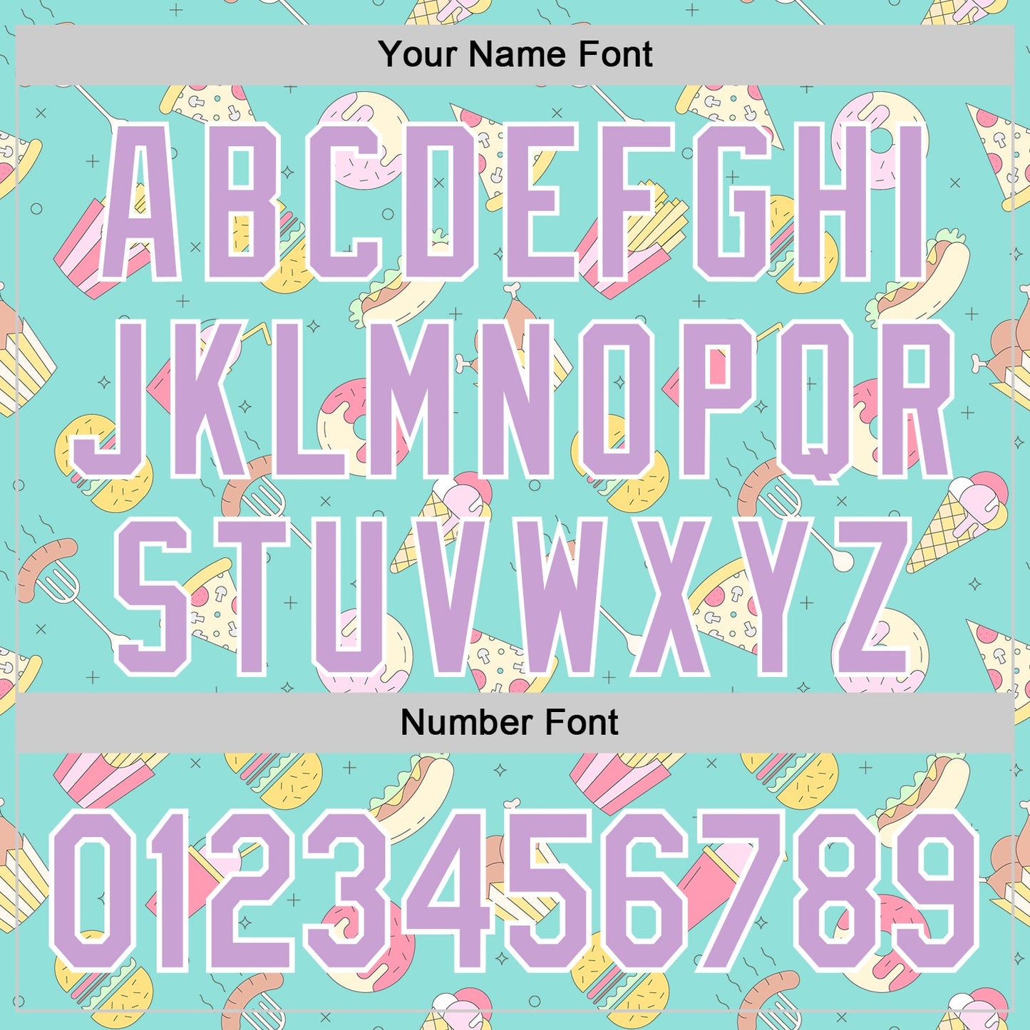 Custom Ice Blue Light Purple-White 3D Pattern Design Foodie Fast Food Burger Fries Pizza Authentic Baseball Jersey - Sky-Custom