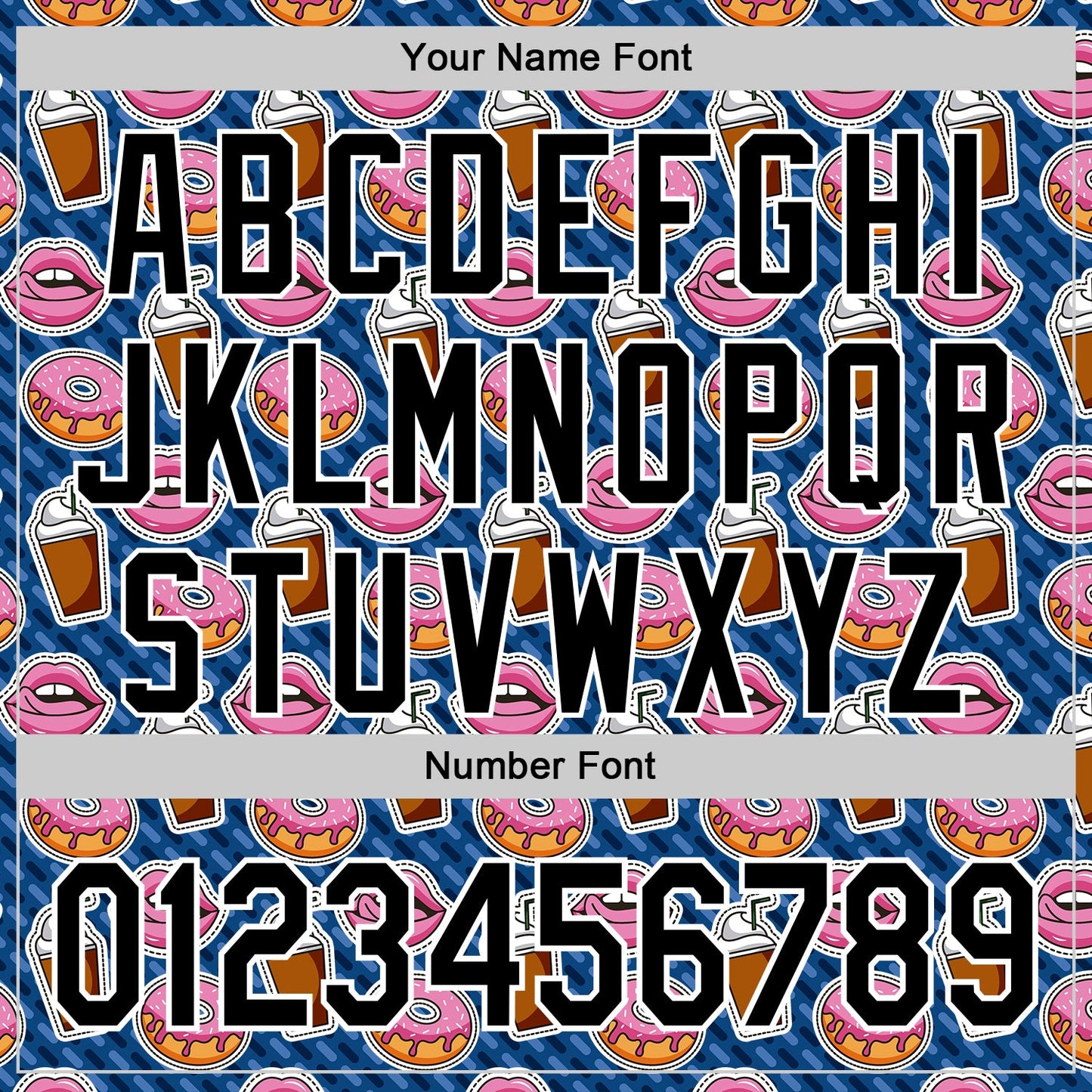 Custom US Navy Blue Black-White 3D Pattern Design Foodie Food Dessert Milkshake Donut Authentic Baseball Jersey - Sky-Custom