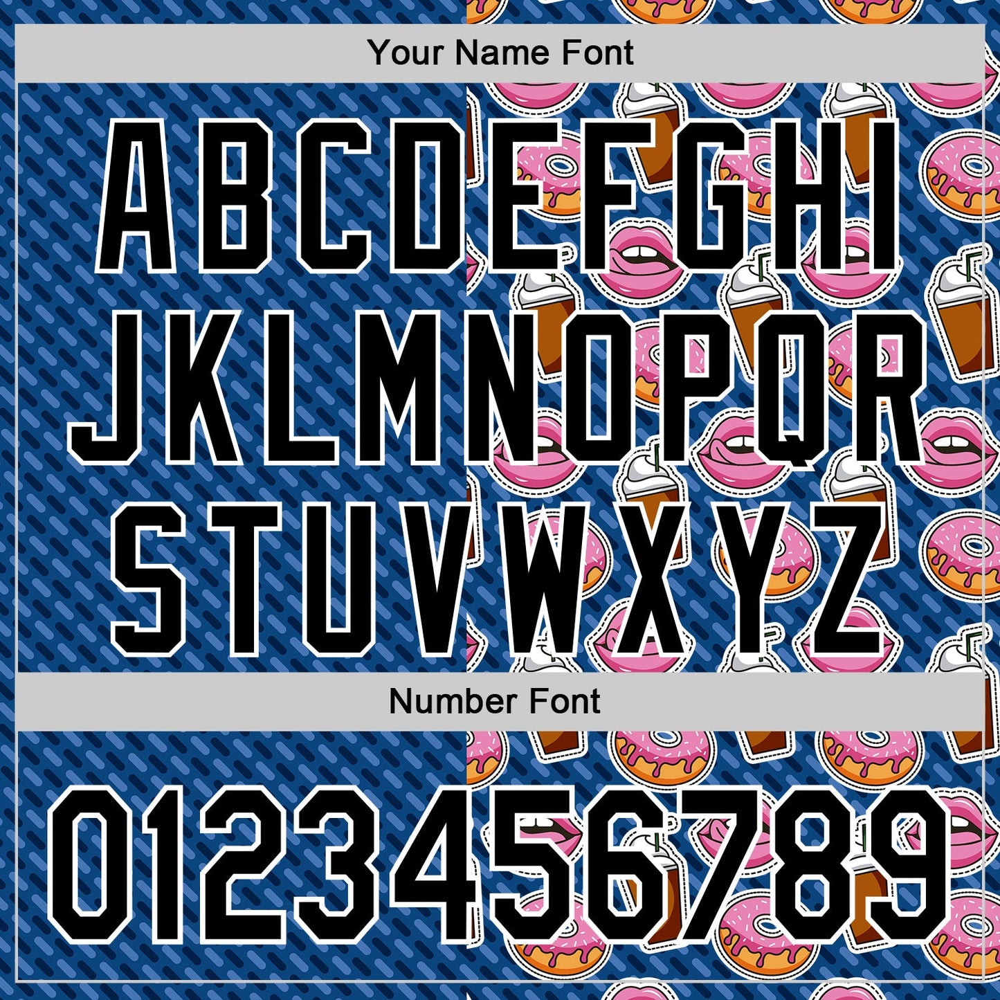 Custom US Navy Blue Black-White 3D Pattern Design Foodie Food Dessert Milkshake Donut Authentic Baseball Jersey - Sky-Custom